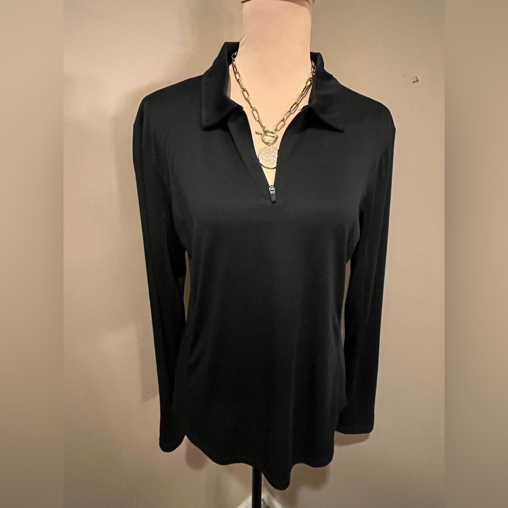 NWT Gradual Black Quarter Zip  UV Block. Golf Pullover, size Large